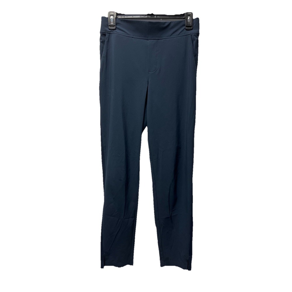 Athleta Brooklyn Ankle Pants 2 Navy Ribbed Boho Travel Casual Preppy Cruise Y2K